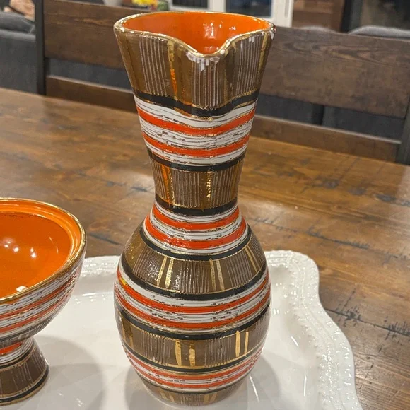 Vintage Bitossi Striped Pitcher and Bowl Set - Picture 3 of 11